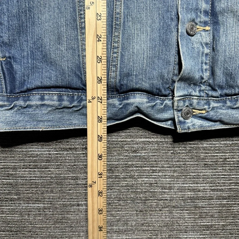 Levis Denim Vest Mens XL Blue Solid Sleeveless Trucker Denim Raw Cut Sleeves